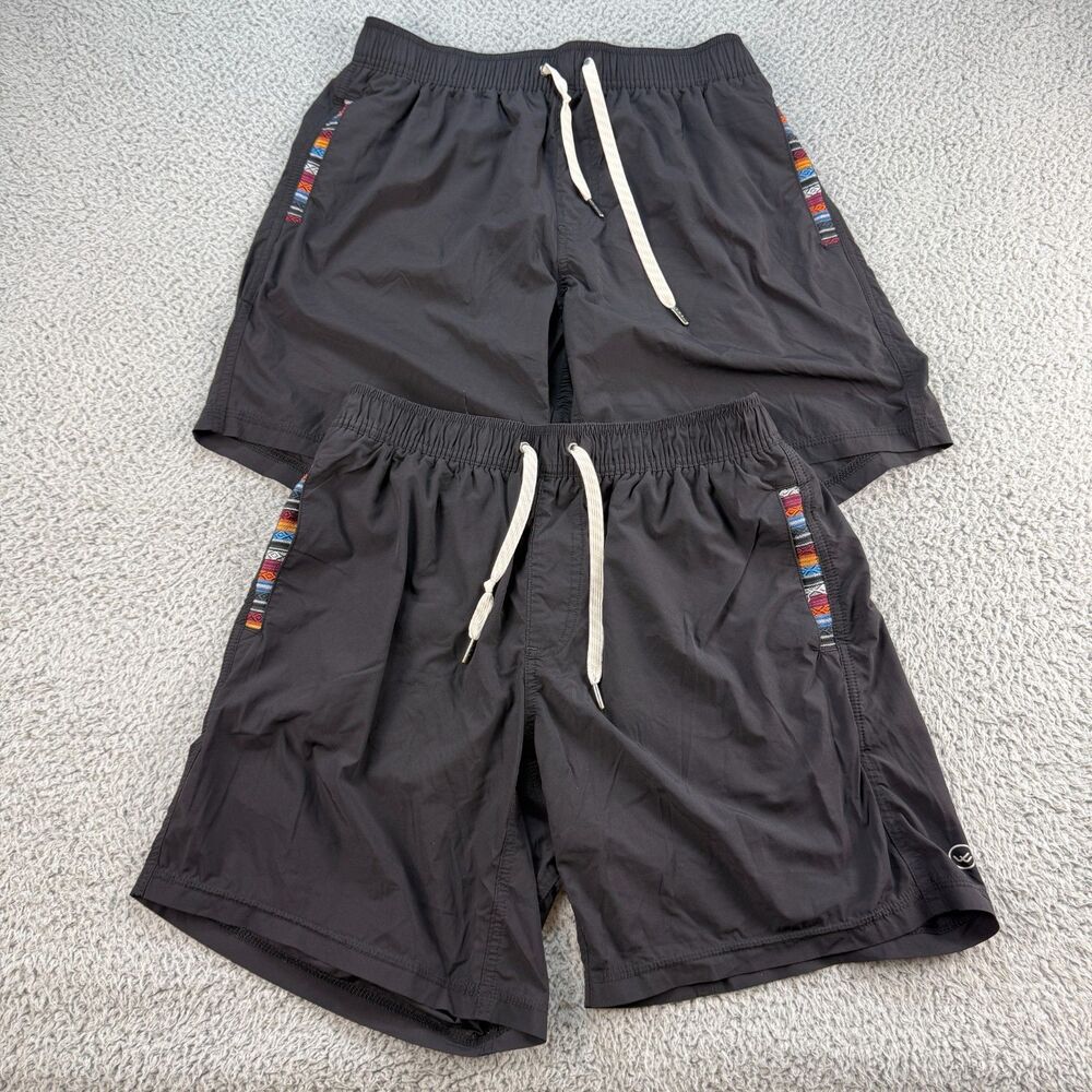Lot of 2 Wowie Shorts 5" Mens Medium Slim Black Tribal Aztec Trim Drawstring